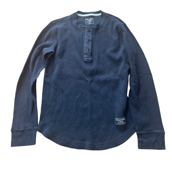 Abercrombie & Fitch Other - Abercrombie Fitch Mens Long Sleeve Waffle Knit Henley Shirt Navy Blue Size XS